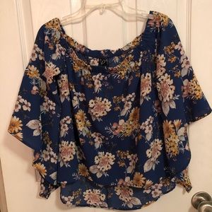 Blue floral off the shoulder top